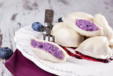 Blueberry dumplings. Culinary sweet food. 