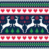 Winter, Christmas seamless pixelated pattern with deer and hearts