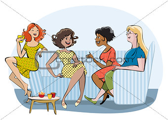 Group of a chatting women
