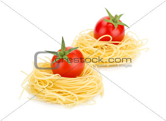 Cherry tomatoes on pasta