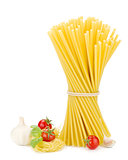Pasta, tomatoes, basil and garlic