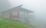 Resort on high mountain with misty day