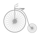 Silhouette of vintage bicycle in grey design