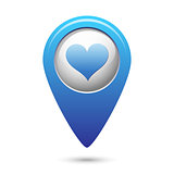 Map pointer with heart icon