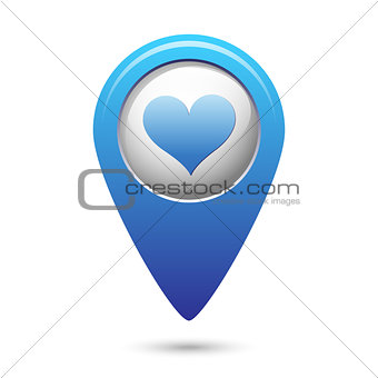 Map pointer with heart icon