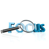 Magnifying glass with blue focus word