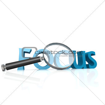 Magnifying glass with blue focus word
