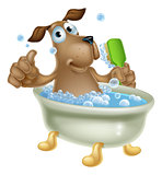 Dog grooming bath cartoon