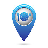 Map pointer with fork and spoon icon