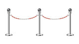 Stand chain barriers with red and white chain