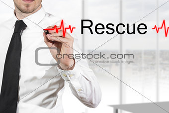 doctor drawing heartbeatline rescue