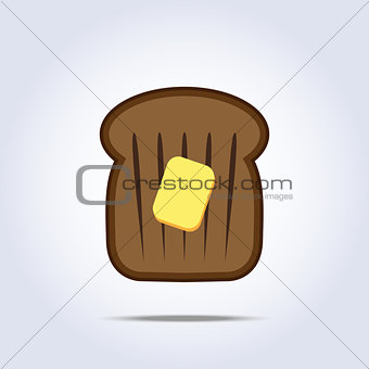Black bread toast icon with butter