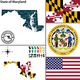 Map of state Maryland, USA