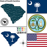 Map of state South Carolina, USA