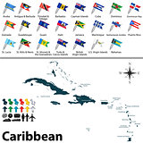 Political map of Caribbean