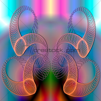Aimless graphical composition with spiral elements on color back