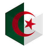 Algeria Flag Hexagon Flat Icon Button
