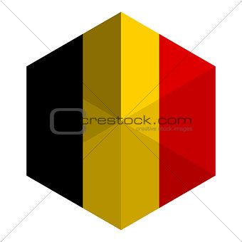 Belgium Flag Hexagon Flat Icon Button