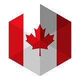 Canada Flag Hexagon Flat Icon Button