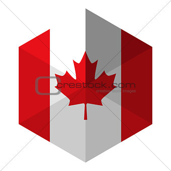 Canada Flag Hexagon Flat Icon Button