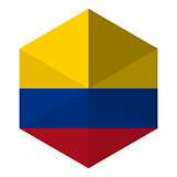 Colombia Flag Hexagon Flat Icon Button