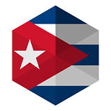 Cuba Flag Hexagon Flat Icon Button