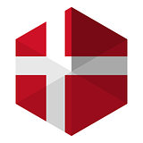 Denmark Flag Hexagon Flat Icon Button