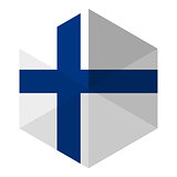 Finland Flag Hexagon Flat Icon Button
