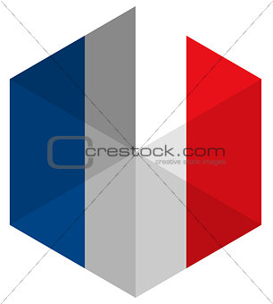 France Flag Hexagon Flat Icon Button