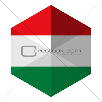 Hungary Flag Hexagon Flat Icon Button