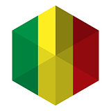 Mali Flag Hexagon Flat Icon Button