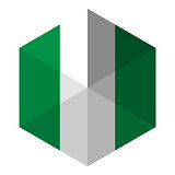 Nigeria Flag Hexagon Flat Icon Button