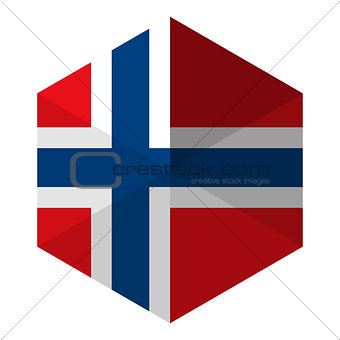Norway Flag Hexagon Flat Icon Button