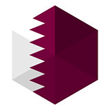 Qatar Flag Hexagon Flat Icon Button