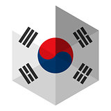 South Korea Flag Hexagon Flat Icon Button