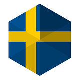 Sweden Flag Hexagon Flat Icon Button