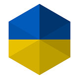 Ukraine Flag Hexagon Flat Icon Button