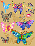 Tattoo butterfly jewellery set print cloth