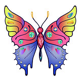 Strass colored outlined butterfly