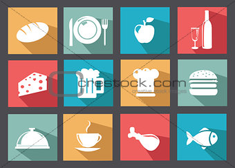 Flat icons for food and drinks