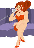 Retro hipster girl talking on old fashioned phone