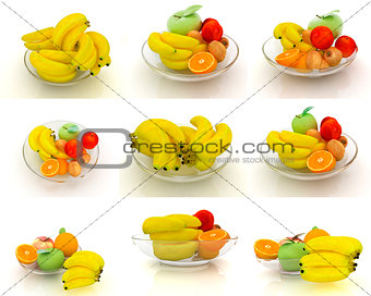 Set of citrus on a glass plate