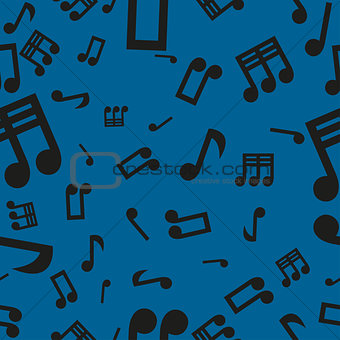 Musical Notes Seamless Pattern Blue