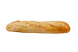 One fresh baguette on white background 