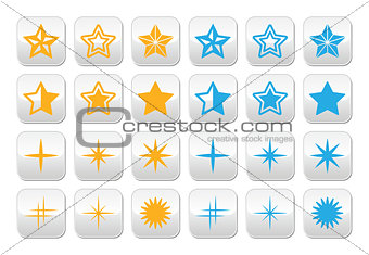 Stars yellow and blue stars buttons set