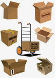 Carton boxes collection. Vector illustration