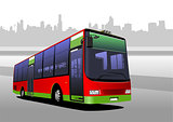 Red-green city bus. Coach. Vector illustration