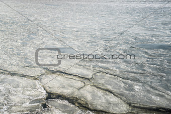 Pancake ice  background. Photo taken in Kamchatka. Russia