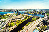 Aerial panoramic view of Riga city. Latvia