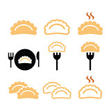 Dumplings, food vector icons set